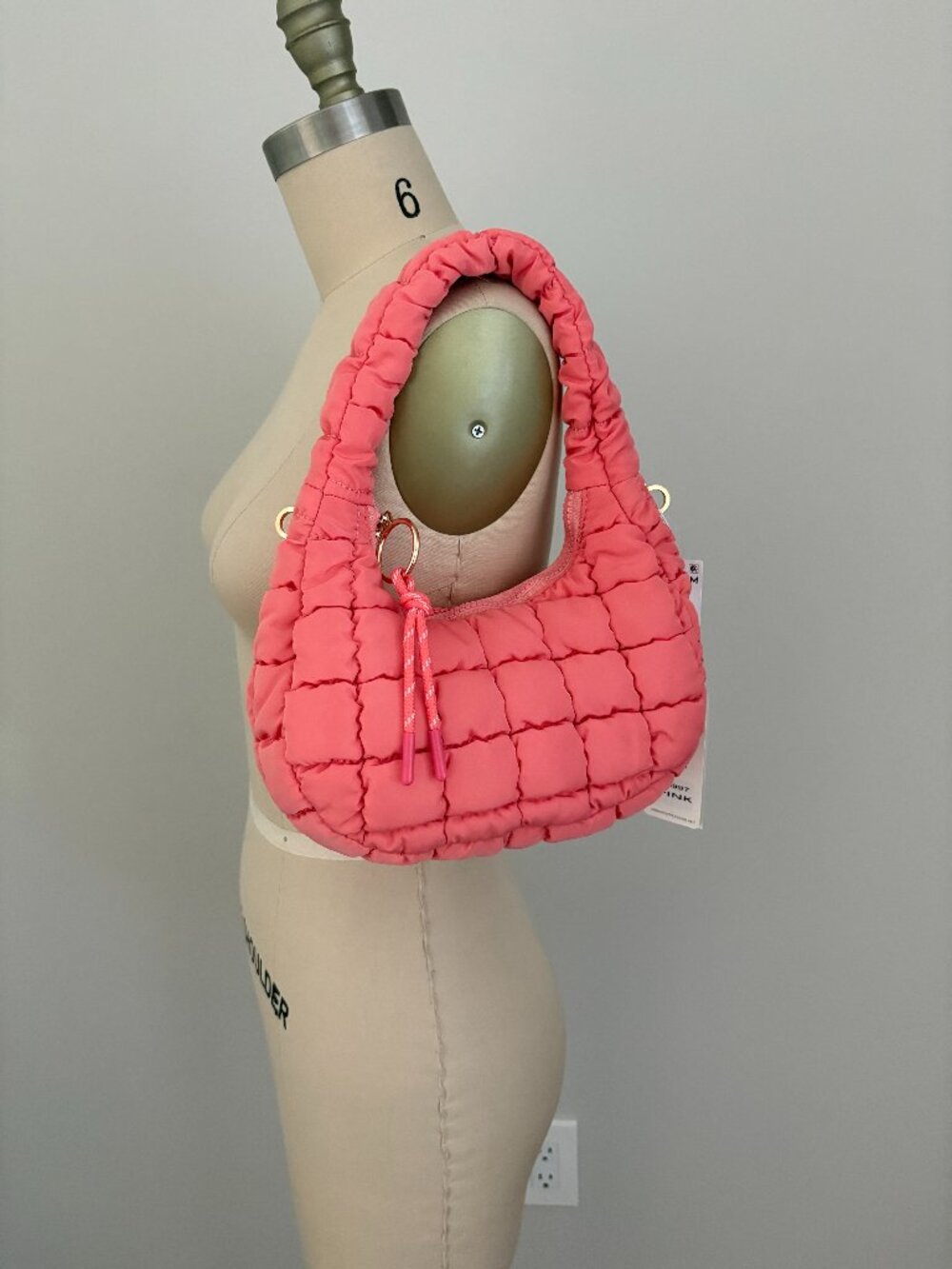 Urban Expressions Pink Quilted Nylon Small Hobo Bag Barbiecore Puffer Chic